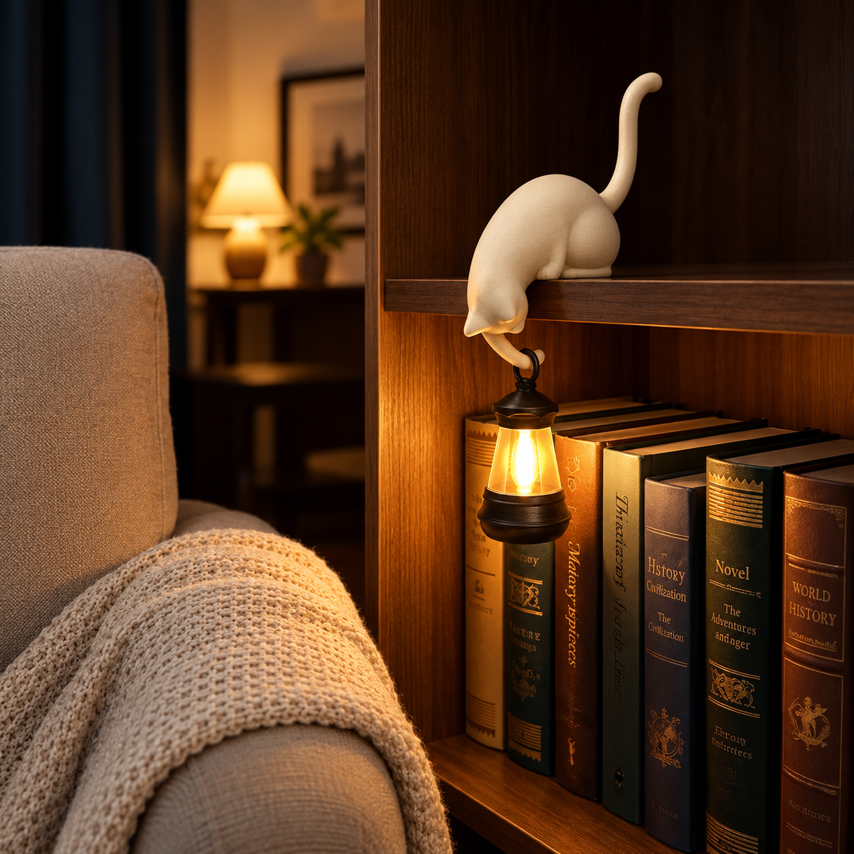 Hanging Cat Shelf Lantern