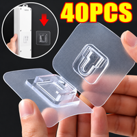 Transparent Adhesive Wall Hooks (40-pack)
